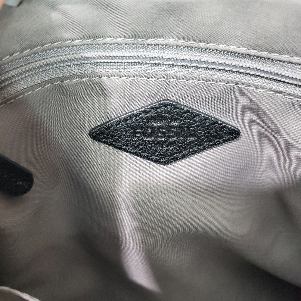 FOSSIL 1954 Black Pebbled Cowhide Leather Adjustable Crossbody Bag & Coin Purse - Picture 10 of 16